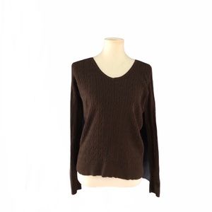 BOGO Talbots brown cable knit v-neck sweater